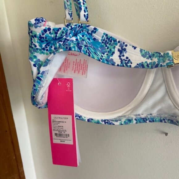 LILLY PULITZER Turquoise Oasis Shell Me You Love Me Engineered Bikini Top 10 - Picture 10 of 10